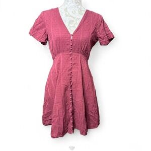 Madewell Button Up Classy Staple Burgundy Cotton Dress Fall Boho Chic Size 2